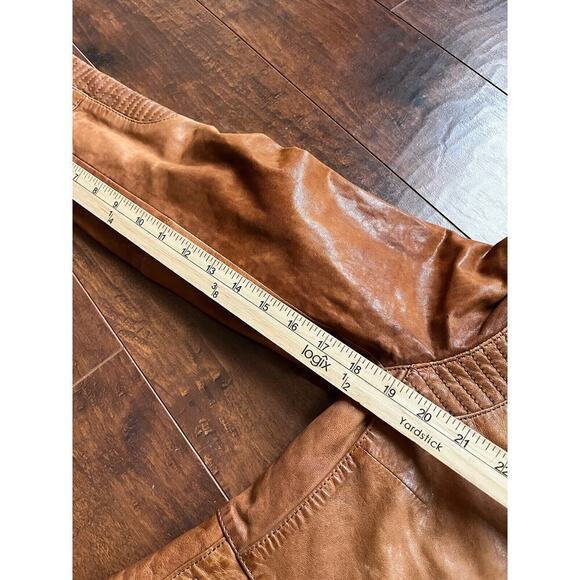 Gipsy Womens Full Zip Pocket Brown Leather Boho Biker Jacket READ BELOW - Picture 11 of 12